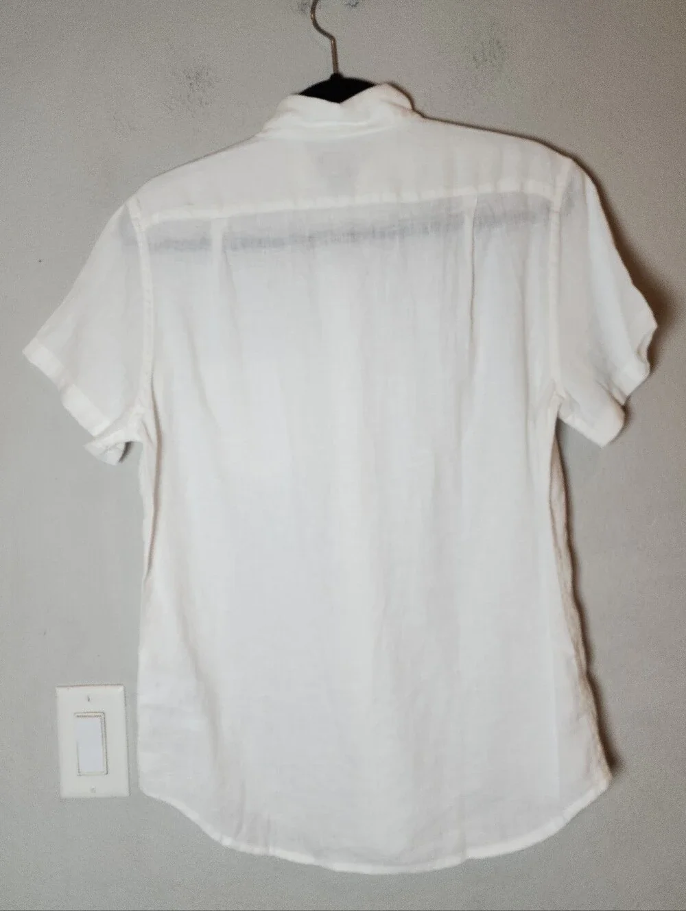 J. Crew Linen Cotton White Short Sleeve Button Down Shirt Mens Size Small Slim
